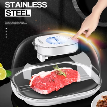 машина для размораживания продуктов быстрого приготовления в домашних условиях, коммерческая машина для размораживания мяса, замороженный стейк на тарелке при постоянной температуре