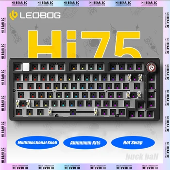Механическая клавиатура LEOBOG Hi75, алюминиевые комплекты, Многофункциональная ручка, проводная игровая клавиатура с горячей заменой, RGB-прокладка, Pc Gamer Mac Office