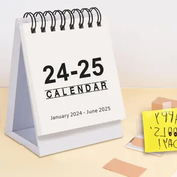 Мини-настольный Календарь С января 2024 по июнь 2025 Настольный Календарь на 18 месяцев Маленький Настольный Календарь С января 2024 по июнь 2025 Двухпроводной Для дома