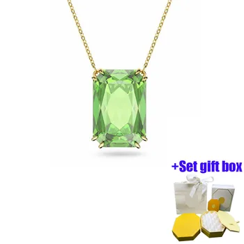 Модное и очаровательное зеленое квадратное ювелирное ожерелье с бриллиантами, подходящее для красивых женщин, бесплатная доставка