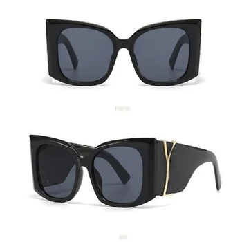 Модные Переносные цветные Большие солнцезащитные очки с плоским верхом, женские Винтажные переносные Элегантные солнцезащитные очки класса люкс, женские UV400