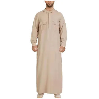 Мужская мусульманская одежда Халат Дубайский Длинное платье Этническая одежда Пуловер Повседневная одежда Abaya Aaudi Arabia футболки мужские Мужской кафтан