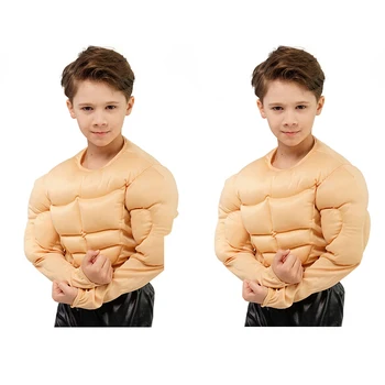 Мужская мышца, детская футболка, накладная грудная мышца, накладная мышца живота, забавная одежда для маленьких мальчиков, детская одежда