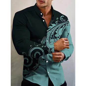 Мужская рубашка на молнии с длинными рукавами и принтом с уличной эстетикой, осенняя офисная деловая повседневная мужская рубашка 2023 года.