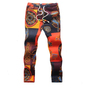 Мужские брюки в китайском стиле в стиле ретро с цветочным узором, мужские льняные брюки больших размеров (азиатский размер M-5XL)