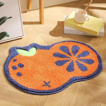 Мультяшный коврик для ванной с фруктами, оранжевый, персиковый, нескользящий, впитывающий воду, Милые коврики для ванной комнаты для детей, легко моющиеся