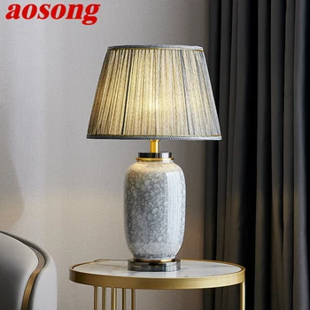 Настольная лампа из современной керамики AOSONG Роскошная Гостиная Спальня Кабинет Оригинальная Светодиодная Настольная лампа из латуни