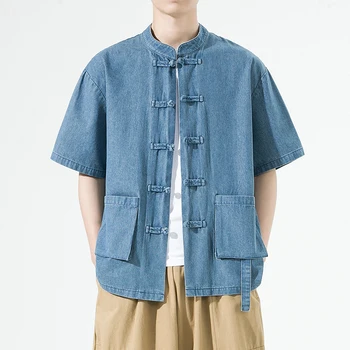 Новые японские джинсовые рубашки, куртки, Летняя мужская одежда Soil Tang, топы на пуговицах, куртка, Традиционный китайский бренд одежды