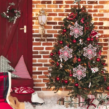 Новый Год 10 см Рождественская Подвеска в виде Снежинки Рождественские Украшения для Дома Веселый Рождественский Орнамент Xmas Navidad Noel 2023 Подарки