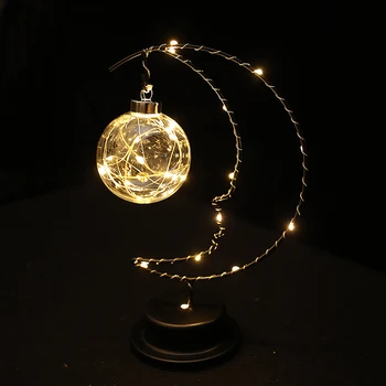 Ночник в форме луны, портативная декоративная атмосферная лампа на батарейках
