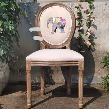 Обеденные стулья в американском стиле в стиле ретро, Кресло со спинкой из цельного дерева, Мебель для домашней гостиной, Новый Китайский Обеденный стул для творческих переговоров