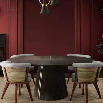 Обеденные стулья из ротанга, Тканевый стул для отдыха со спинкой, Минималистичная Мебель для столовой Из Массива Дерева, обеденный стул для семейного кабинета A