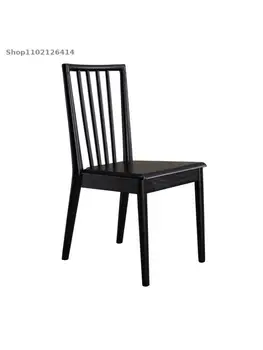 Обеденный стул из цельного дерева домашний полностью из цельного дерева в китайском стиле, черная простая спинка из ясеня, ресторанное искусство Nordic creative chair