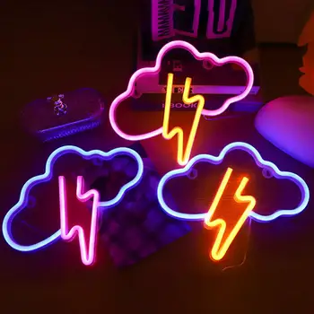 Облачная неоновая вывеска Мягкое освещение Декоративный Настольный Облачный неоновый орнамент для вывески Светодиодная лампа LED Cloud Lamp Аксессуары для вечеринок
