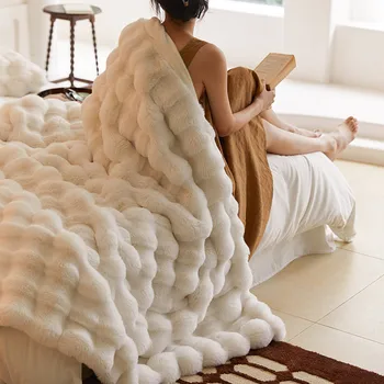 Одеяло из искусственного меха на зиму, теплые роскошные супер удобные одеяла для кроватей, высококачественное одеяло для дивана