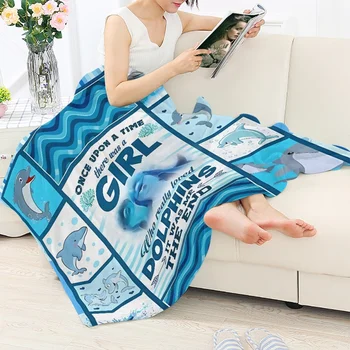 Одеяло с принтом TOADDMOS Dolphin Ocean Style для подростков, ультра Мягкая теплая Удобная кровать, Портативные одеяла, домашнее одеяло для йоги
