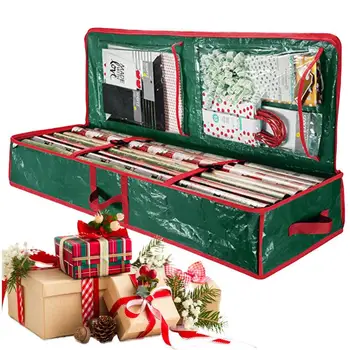 Органайзер для хранения оберточной бумаги с карманами для хранения под кроватью, Рождественское украшение, Держатель для ленточек и бумажных подарков