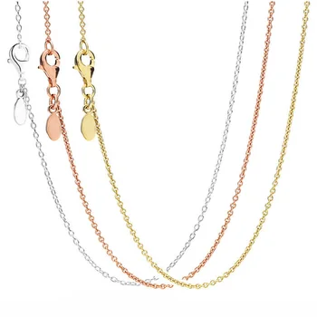 Оригинальный розовый, золотой цвет и серебряный блеск, якорная цепь, базовое ожерелье из стерлингового серебра 925 пробы, модные украшения своими руками