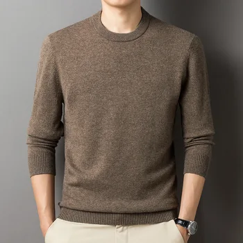 Осенне-зимние свитера для мальчиков Винтажные коричневые Шерстяные вязаные пуловеры с длинными рукавами Для мужчин Плюс Размер Эластичного трикотажа Xxxxl 3xl Вязаный топ