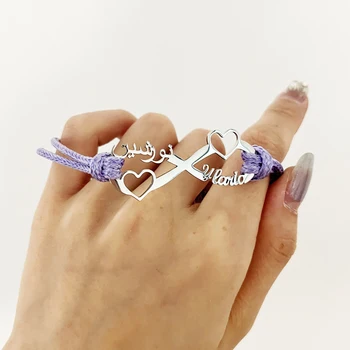 Персонализированный браслет с арабским именем Infinity в подарок матери или подружкам невесты, семейные Регулируемые браслеты Infinity для женщин на заказ