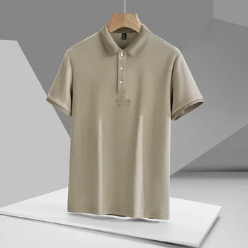 Повседневная Летняя однотонная Белая Черная рубашка Поло с коротким рукавом 2023, Модная Брендовая одежда для мужчин размера Оверсайз 3XL