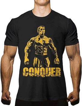 Повседневная уличная забавная модная футболка, футболка Conquer, футболка с Арнольдом Сент-Шварценеггером, футболка для тренировки мышц в бодибилдинге