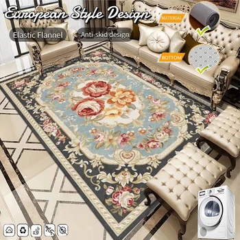 Роскошные европейские ковры для украшения гостиной, персидский ковер, ковер для спальни, коврики для домашнего декора, эластичный коврик, который можно стирать Alfombra