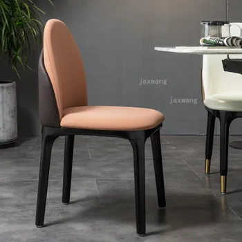 Роскошные обеденные стулья из массива дерева для кухонной мебели, обеденный стул со спинкой из Скандинавской кожи, стул для приема гостей, современный дом