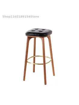 Роскошный барный стул Nordic light из массива дерева, простой современный стульчик для кормления, американский ретро-стиль, стул на стойке регистрации, чистый красный барный стул