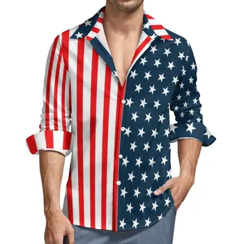 Рубашка с флагом CLOOCL, Осенние повседневные рубашки с изображением американского флага, мужские блузки, Модная Уличная одежда, Мужские топы