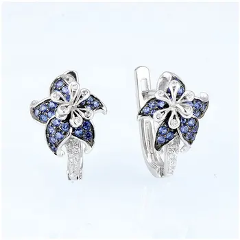 Серьги-гвоздики с цветочным кубическим кристаллом Treasure Серьги с синим цирконом для женщин Feminia Brincos Bijoux Подарки