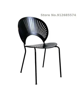 Скандинавский дизайнерский стул в виде ракушки, Легкий Роскошный обеденный стул из массива дерева, домашний Современный шезлонг из железа, стул для макияжа, ресторанный стул