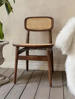 Скандинавский Современный минималистский стул из ротанга, Старинный стул со спинкой, Обеденный стол, письменный стол для спальни, Кофейный стул