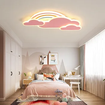 Современная минималистичная Детская комната, Светодиодный потолочный светильник, Скандинавская Креативная спальня, Теплые Любовные Облачные светильники, Светильники Розового блеска
