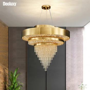 Современная хрустальная люстра DEOLUXY для гостиной домашний декор золотой подвесной светильник креативный дизайн led cristal lustre