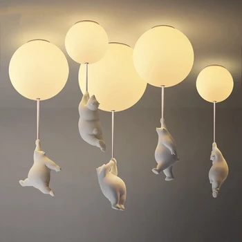 Современные светодиодные подвесные светильники с мультяшным медведем для детских комнат, лампа для спальни, Декор детской комнаты, светодиодные подвесные светильники