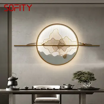 Современный Настенный светильник ULANI LED 3 цвета, бра с пейзажем в китайском стиле, декор для гостиной, спальни