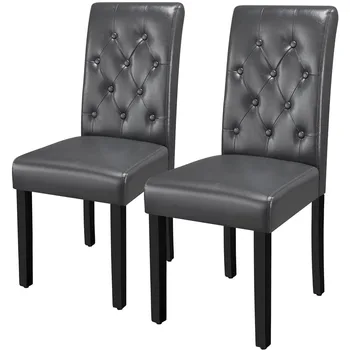 Современный обеденный стул SMILE MART с мягкой обивкой и высокой спинкой, комплект из 2 предметов, серый