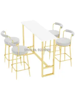 Современный простой барный стул барный стол стул высокий табурет барный стол табурет Скандинавский высокий стул стул со спинкой столы и стулья для молочного чая в магазине