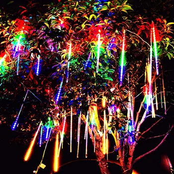 Солнечные наружные светодиодные фонари для метеоритного дождя, падающие капли дождя, сказочные огни, водонепроницаемые для Рождественской вечеринки, садовых праздничных украшений.
