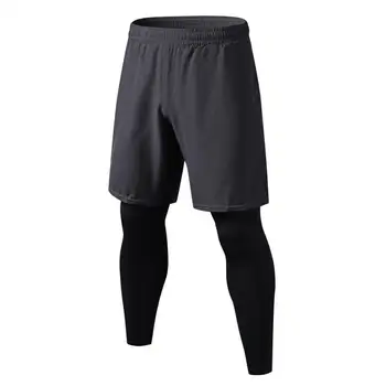 Спортивные брюки из дышащей эластичной ткани для мужчин, стильные мужские спортивные брюки из двух частей, быстросохнущие джоггеры для фитнеса для тренировок
