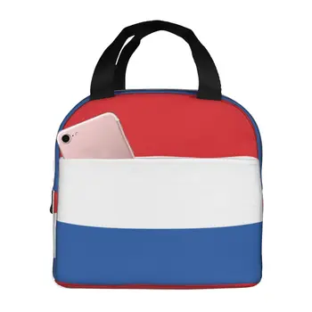 Сумка с флагом Нидерландов с сумкой для ланча для мужчин Женщин детей Портативный холодильник с теплоизоляцией Касса Работа Пикник Кемпинг Школа