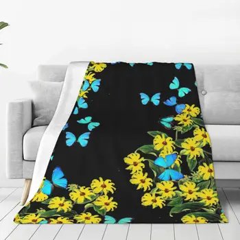 Супер Теплые одеяла для путешествий Morpho Butterfly, покрывало с цветочным рисунком, синие бабочки, Винтажное фланелевое покрывало на диван-кровать, чехол для дивана