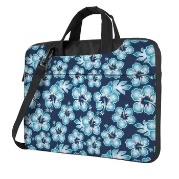 Темно-синий чехол для ноутбука с цветком гибискуса, модернизированный прочный противоударный защитный чехол, портфель, сумка для переноски.