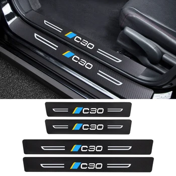 Углеродное Волокно Для Volvo C30 Логотип Багажника Автомобиля Накладки На Пороги Педалей Наклейки Наклейки На Дверной Порог Накладка Защитная Пленка Декор