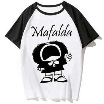 Футболки Mafalda, женская летняя футболка harajuku, одежда в стиле харадзюку с рисунком для девочек